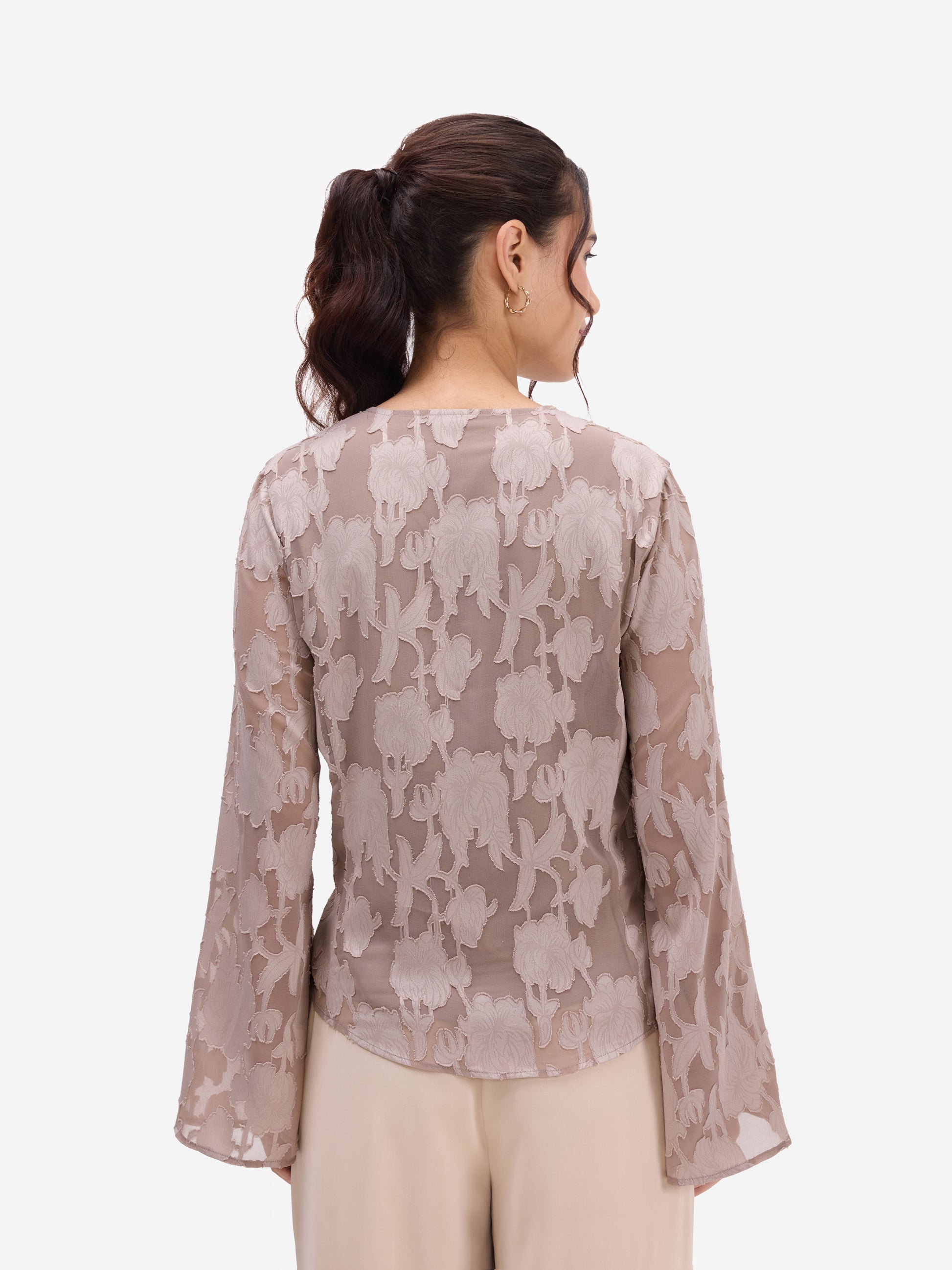 Light Brown Jacquard Top