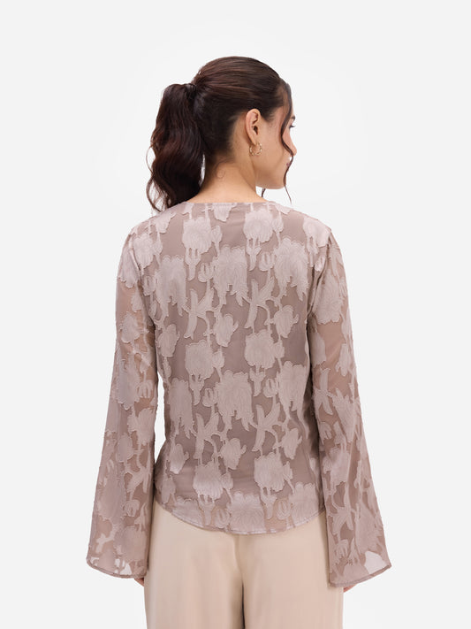 Light Brown Jacquard Top