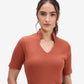 Brown Ribbed Knit Top