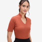 Brown Ribbed Knit Top