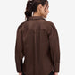 Brown Satin Lapel Collar Shirt
