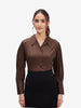 Brown Satin Lapel Collar Shirt