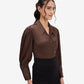 Brown Satin Lapel Collar Shirt