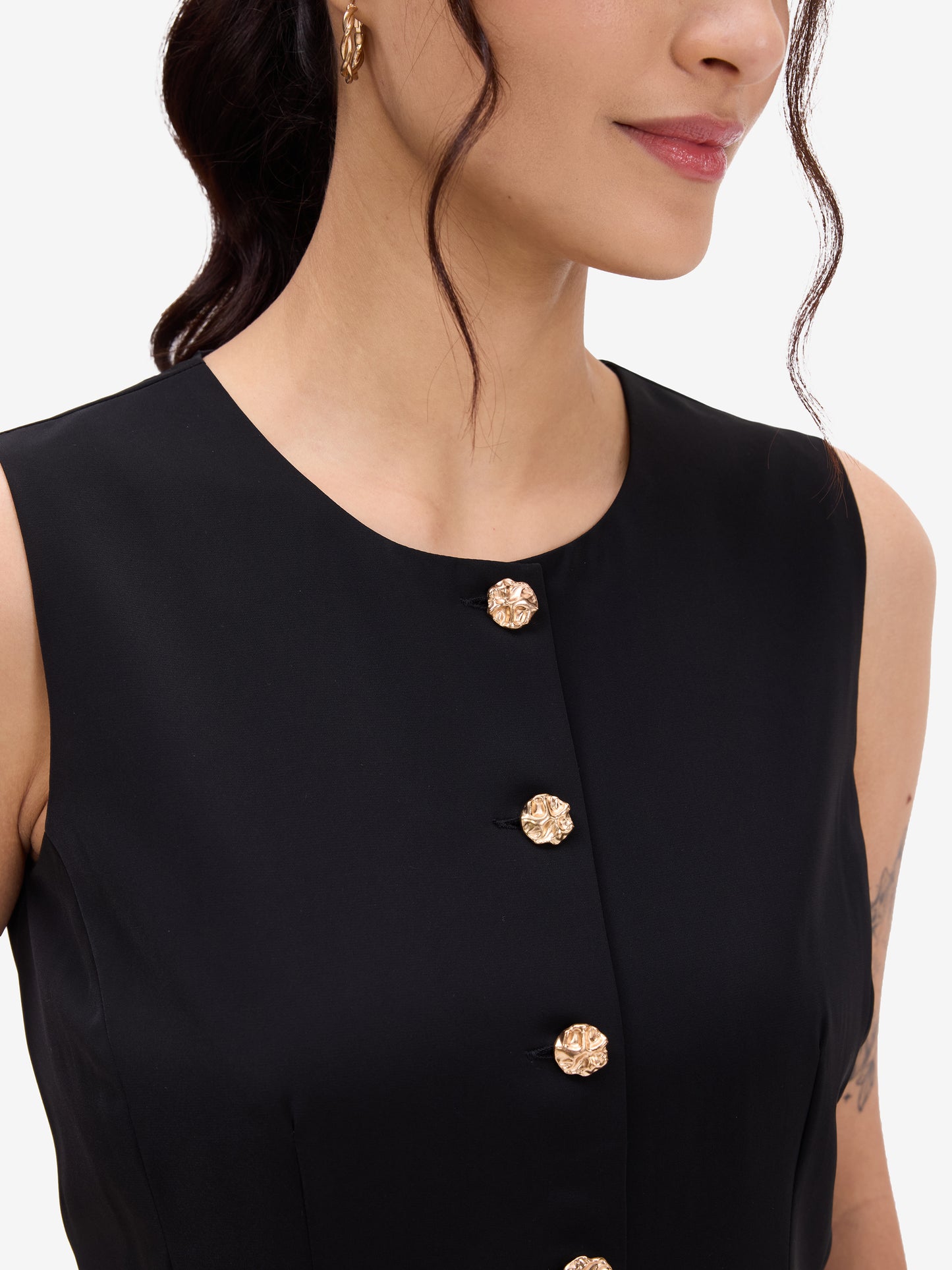 Black Buttoned  Waistcoat