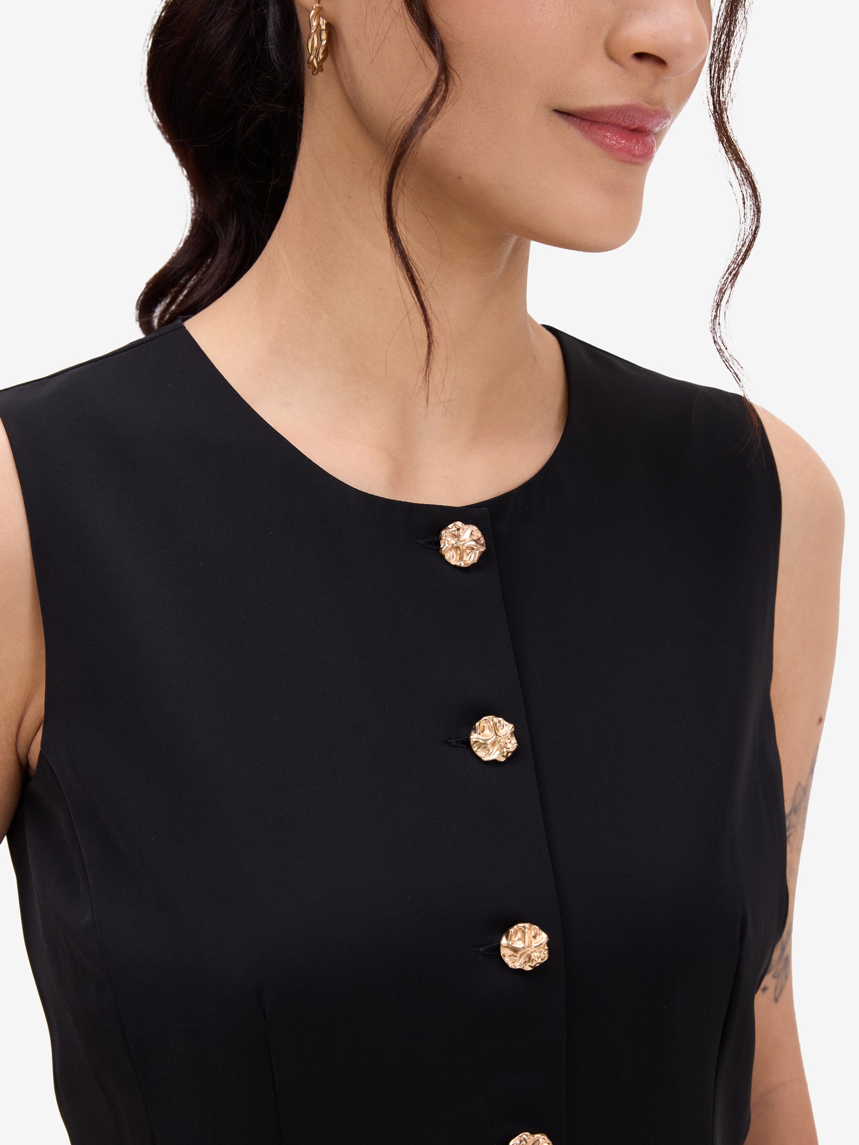 Black Buttoned  Waistcoat