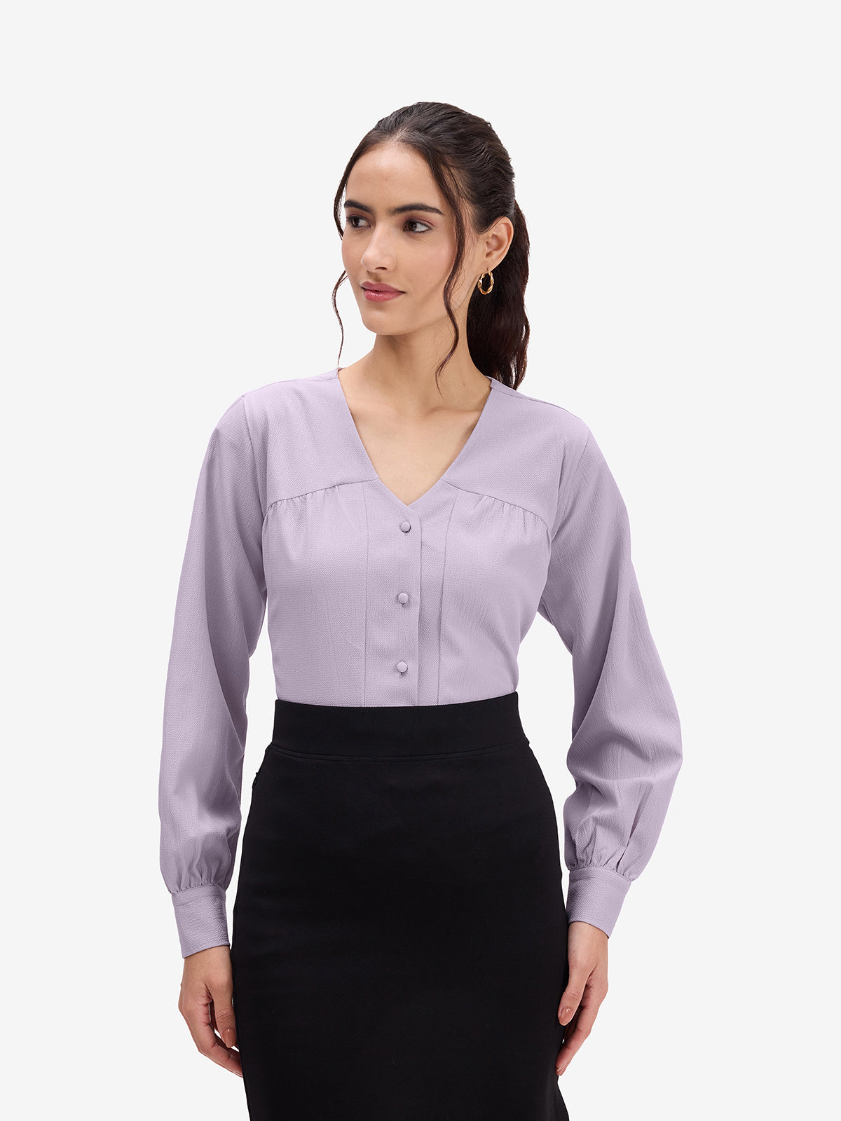 Lavender V-Neck Top