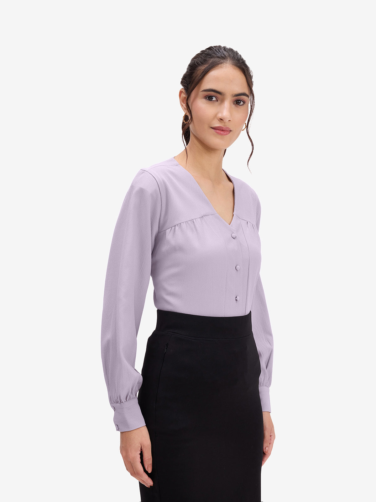Lavender V-Neck Top