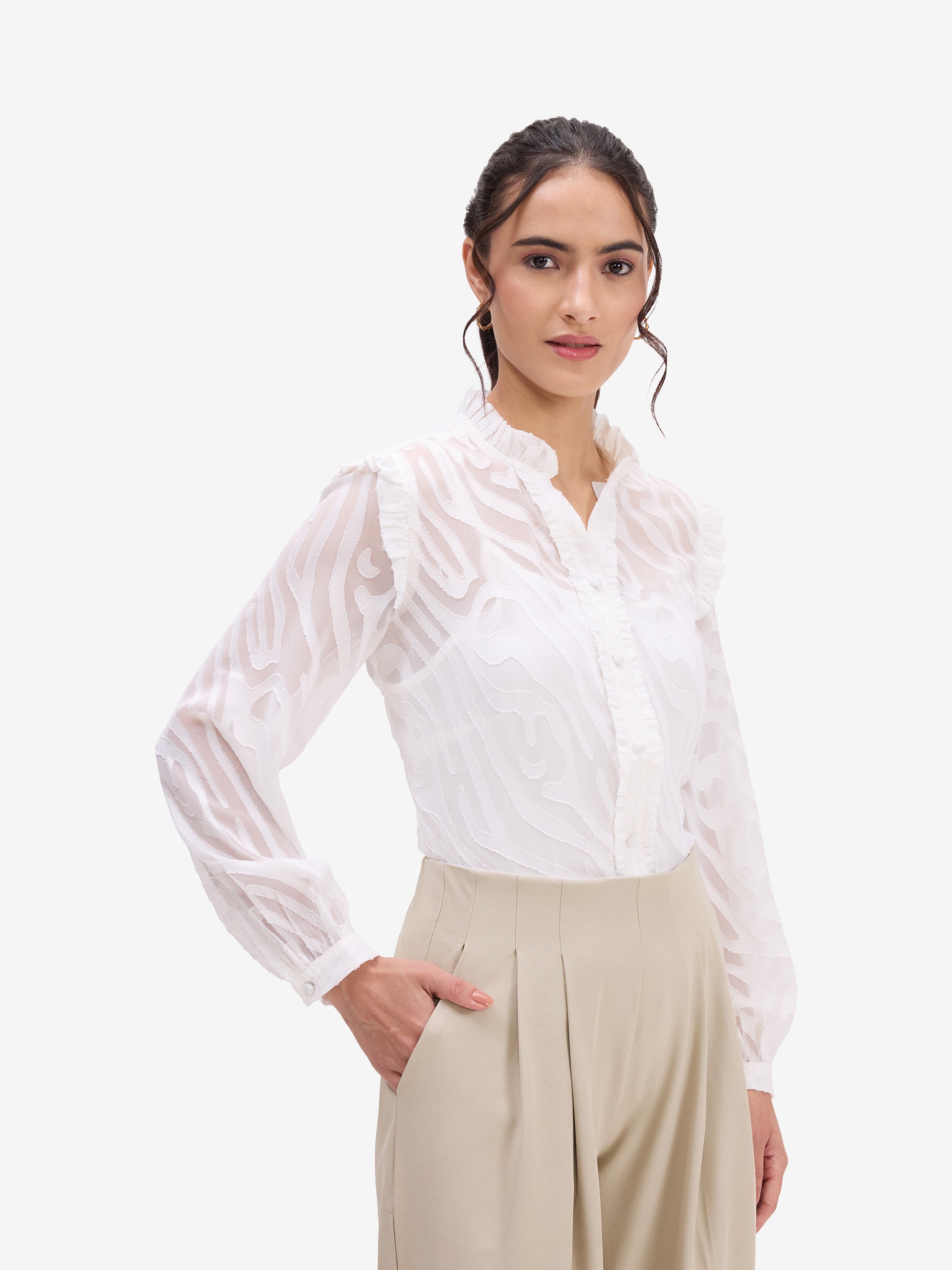 White Jacquard Top