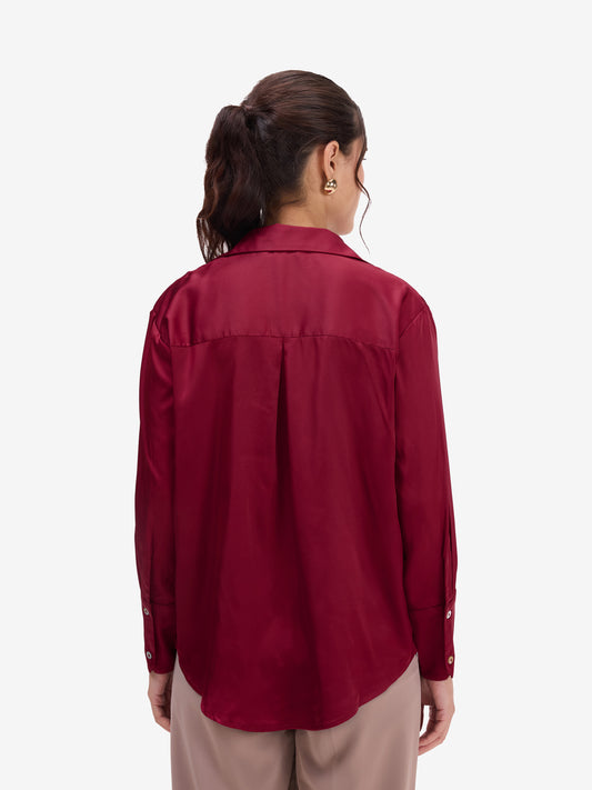 Maroon Satin Shirt