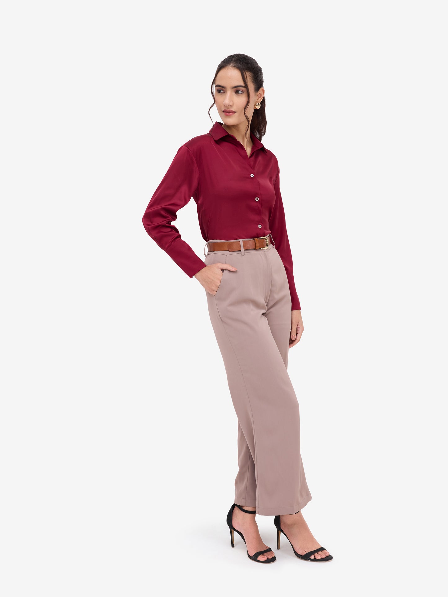 Maroon Satin Shirt