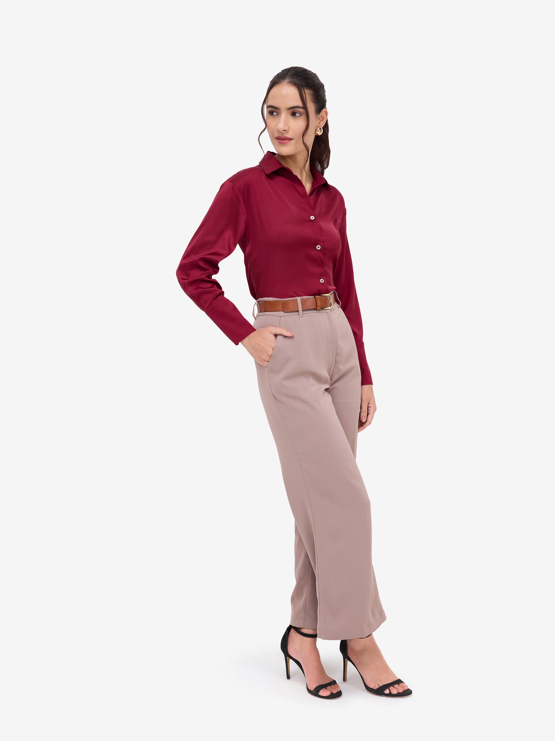 Maroon Satin Shirt