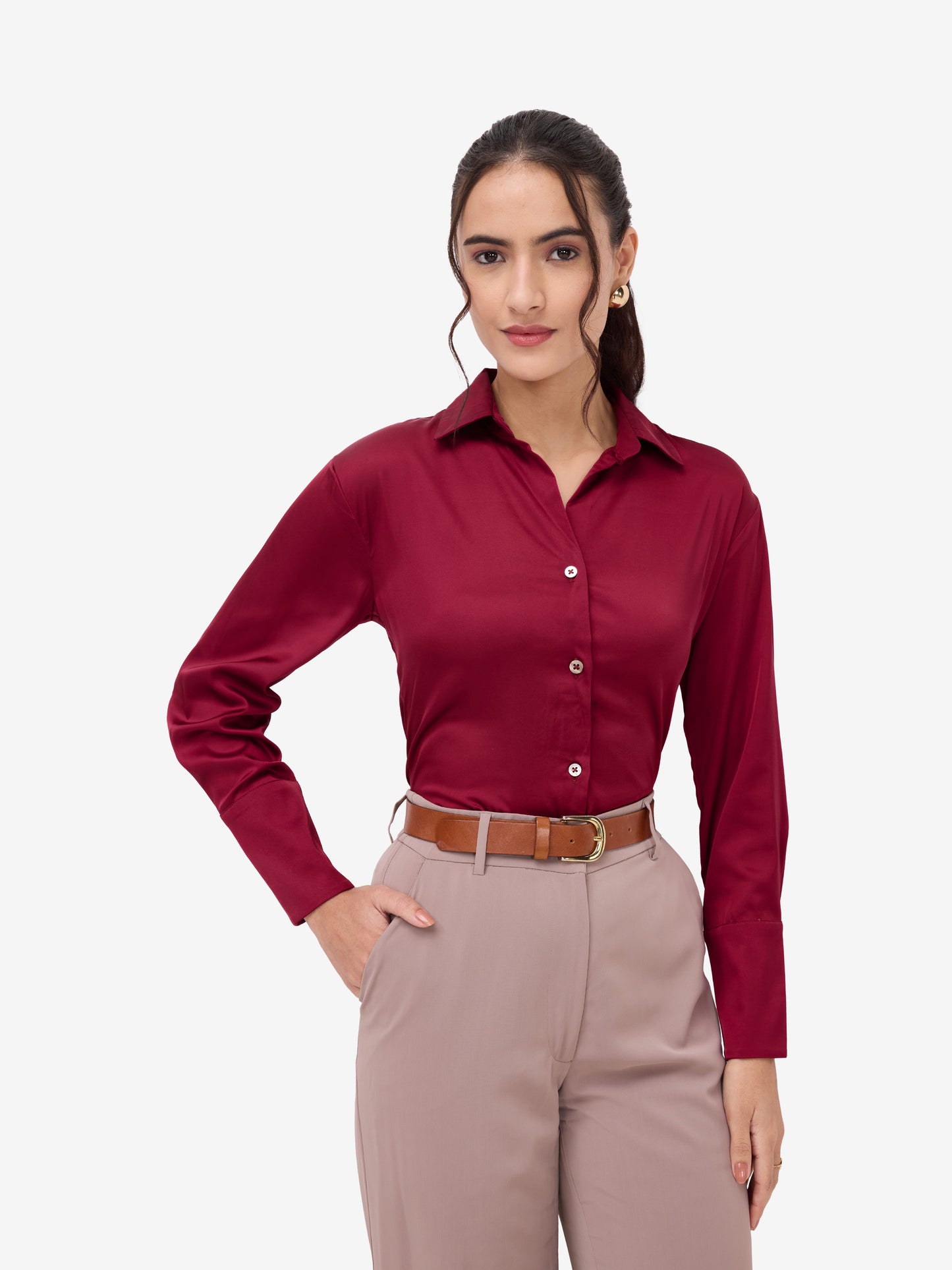 Maroon Satin Shirt