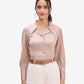 Beige Satin Lapel Collar Shirt