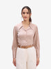 Beige Satin Lapel Collar Shirt