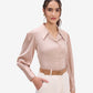 Beige Satin Lapel Collar Shirt