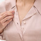 Beige Satin Lapel Collar Shirt