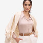 Beige Satin Lapel Collar Shirt