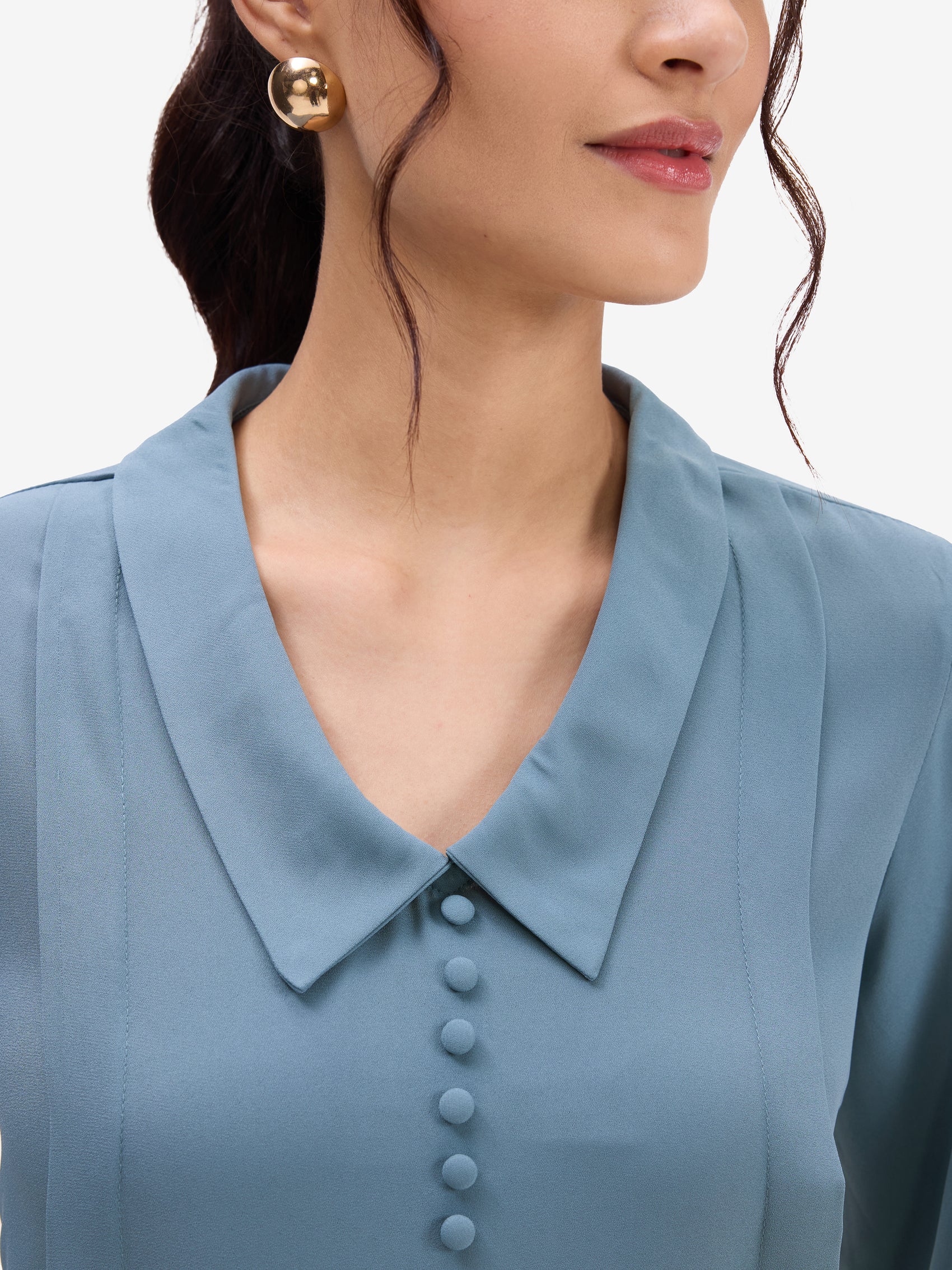 Blue Pintuck Top