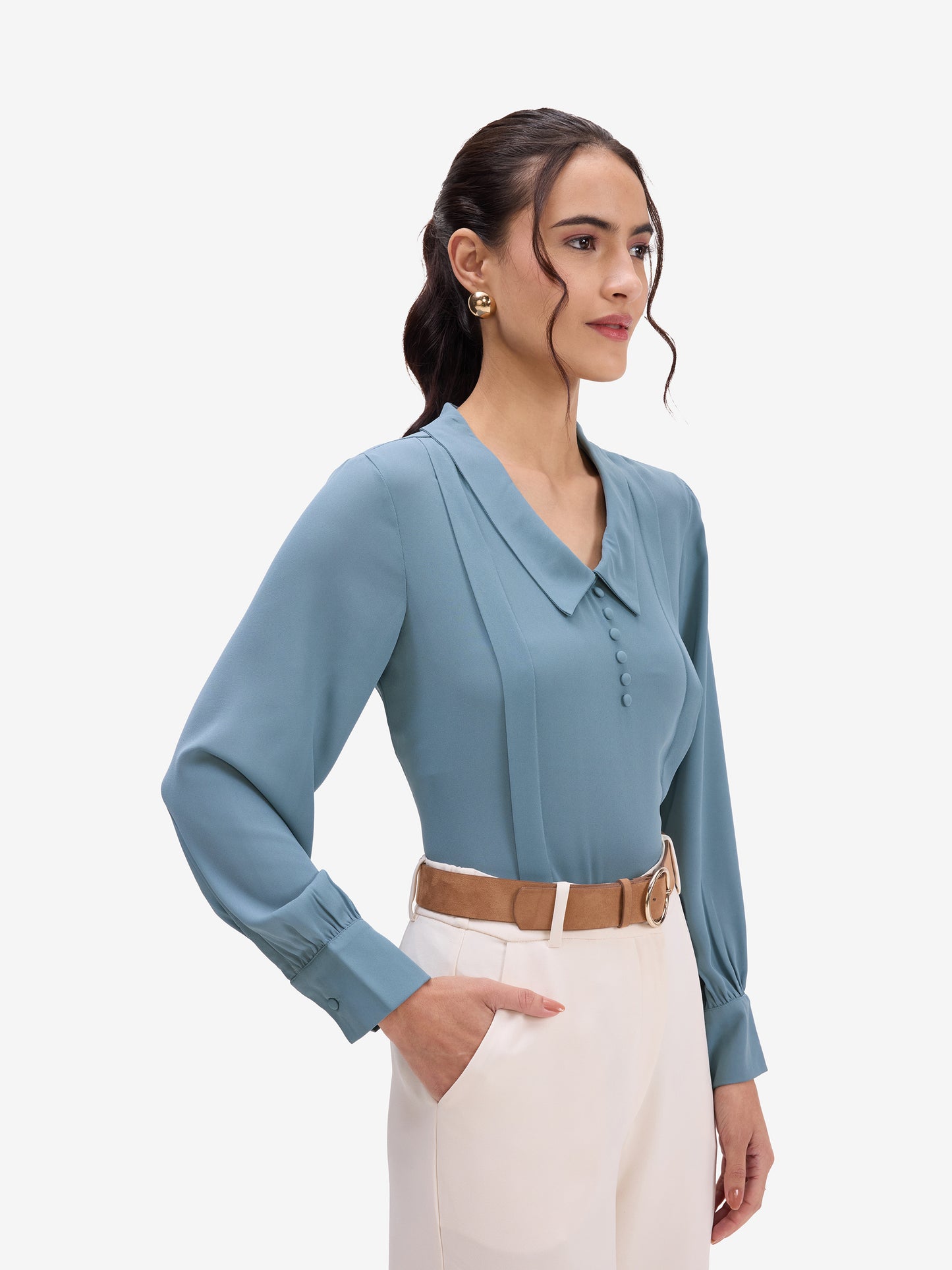 Blue Pintuck Top