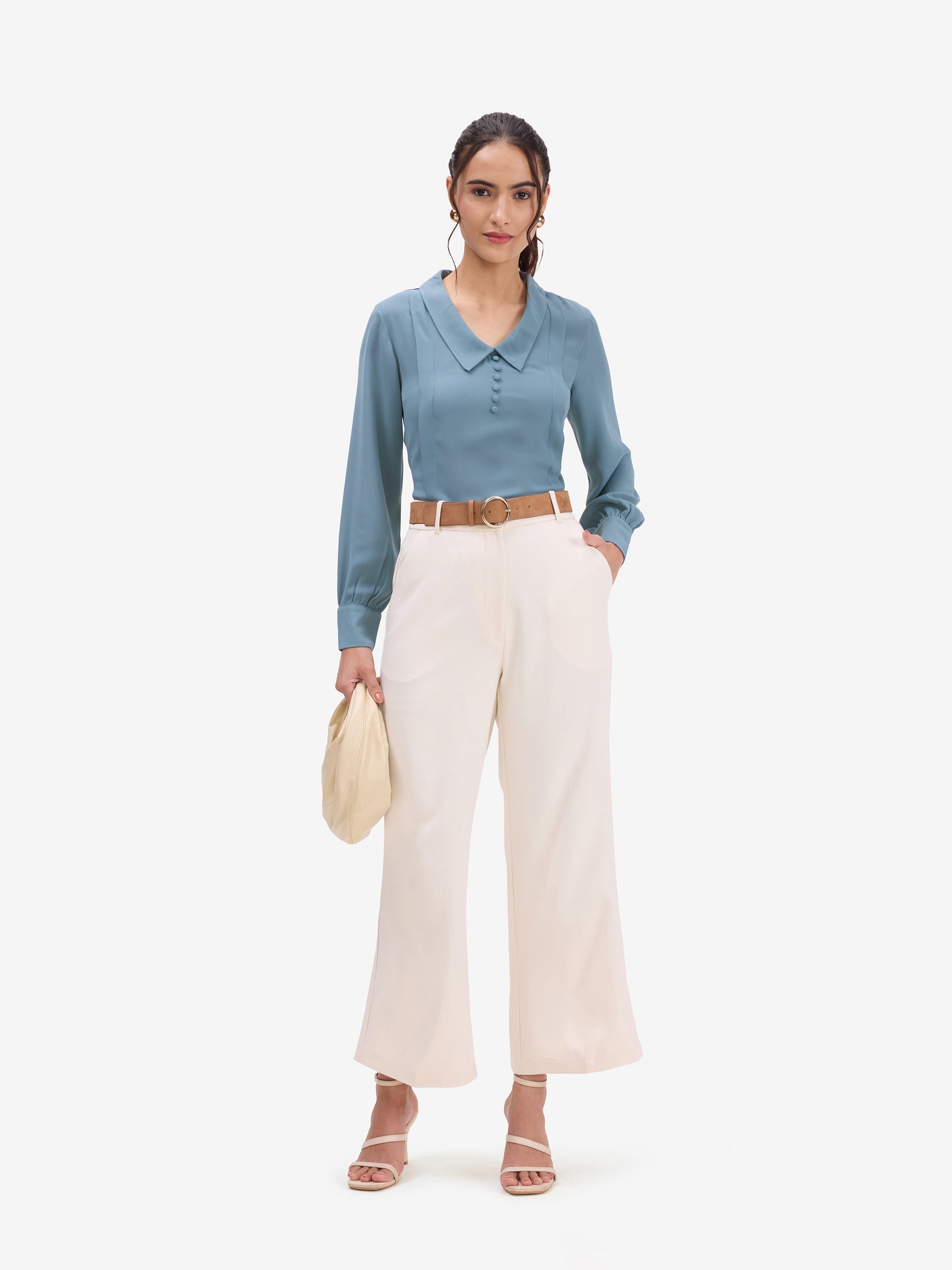 Blue Pintuck Top