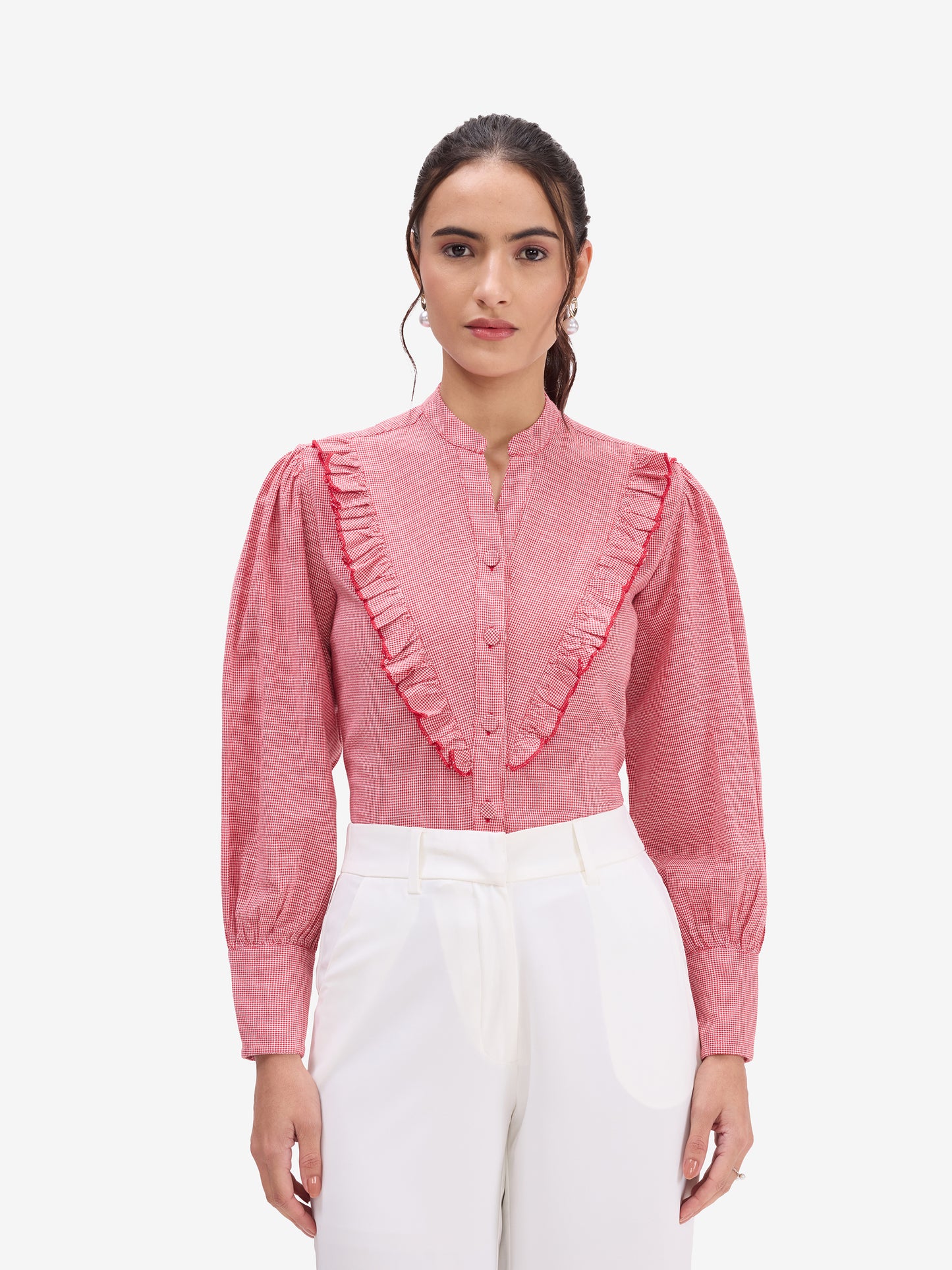 Red Victorian Ruffle Shirt