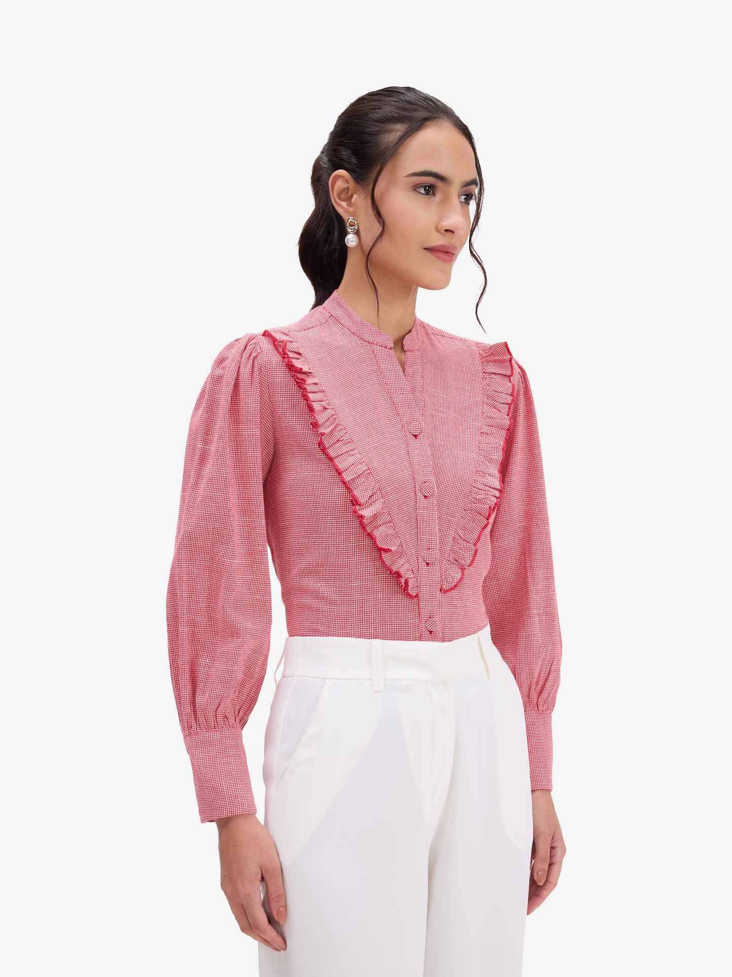 Red Victorian Ruffle Shirt