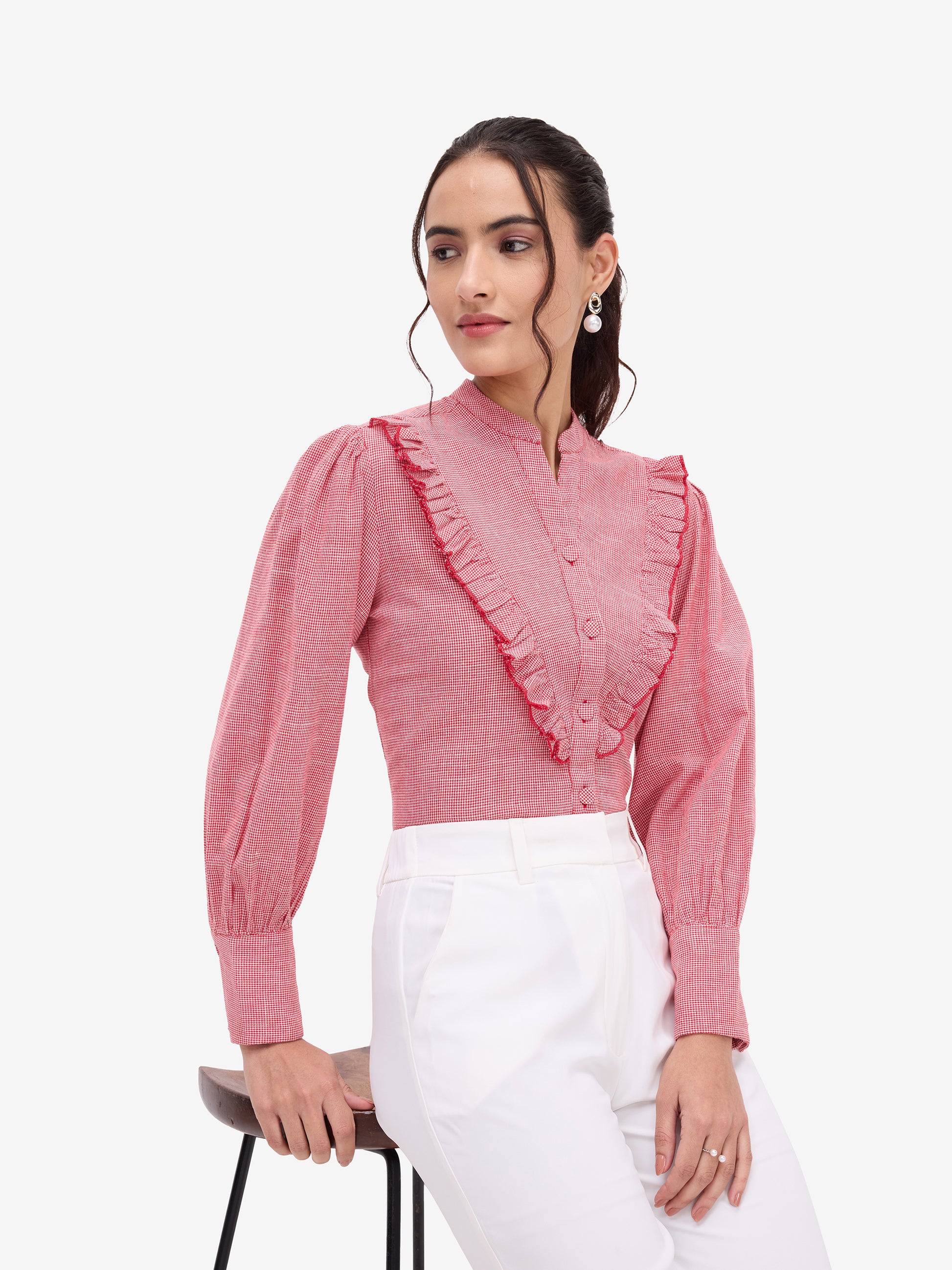 Red Victorian Ruffle Shirt