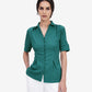 Teal Crepe Collar Shirt