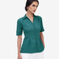 Teal Crepe Collar Shirt