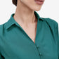Teal Crepe Collar Shirt