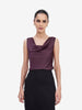 Wine Satin Cowl Top