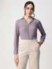 Purple Cuban Collar Long Sleeves Top