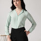 Mint Cuban Collar Long Sleeves Top