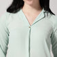 Mint Cuban Collar Long Sleeves Top