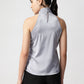 Grey Satin Halter Neck Sleeveless Top