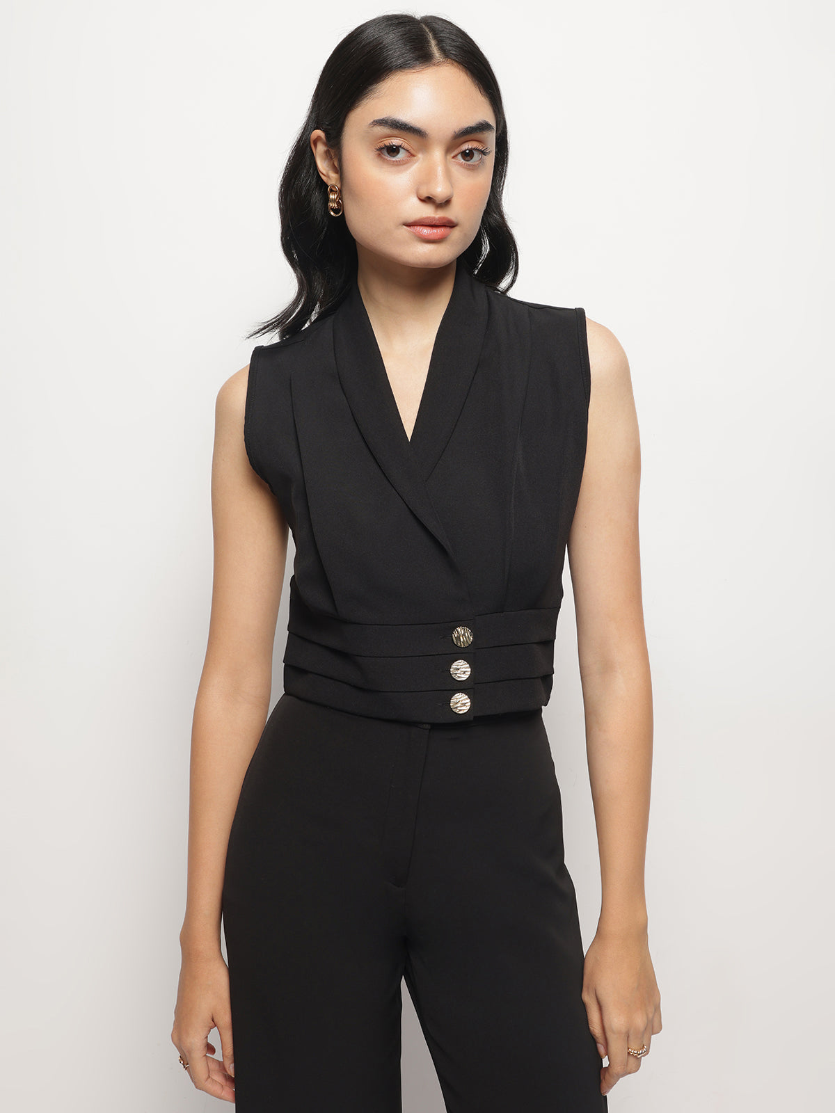 Business Formal Collared Sleeveless Waist