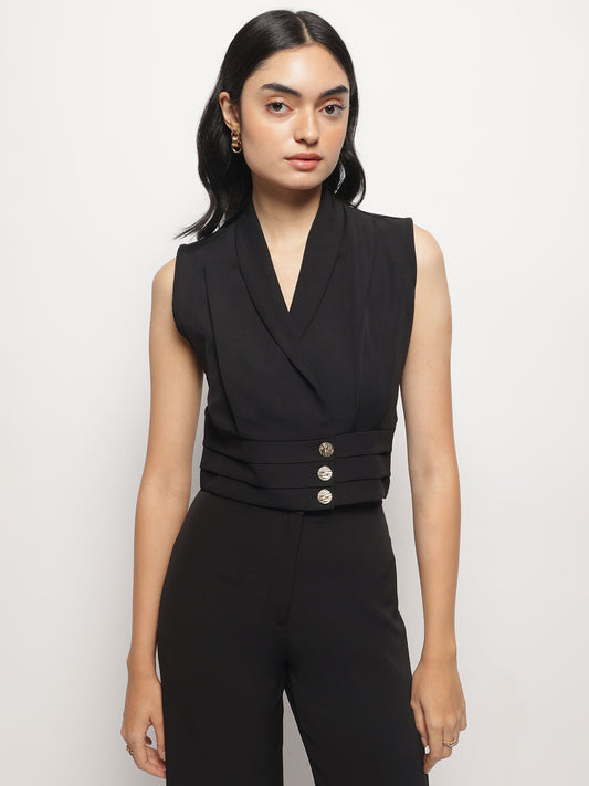 Business Formal Collared Sleeveless Waist