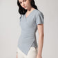 Grey Solid Asymmetric Wrap-Style Top