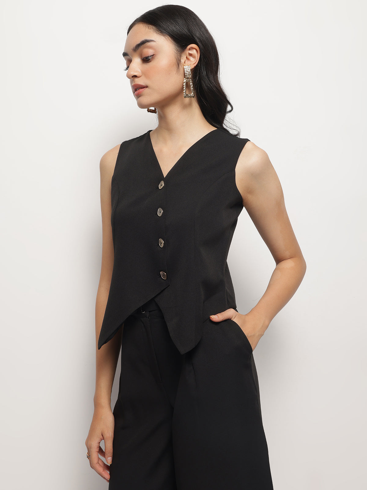 Business Formal V-Neck Sleeveless Waist