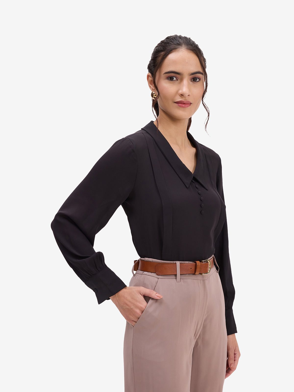 Black Pintuck Top