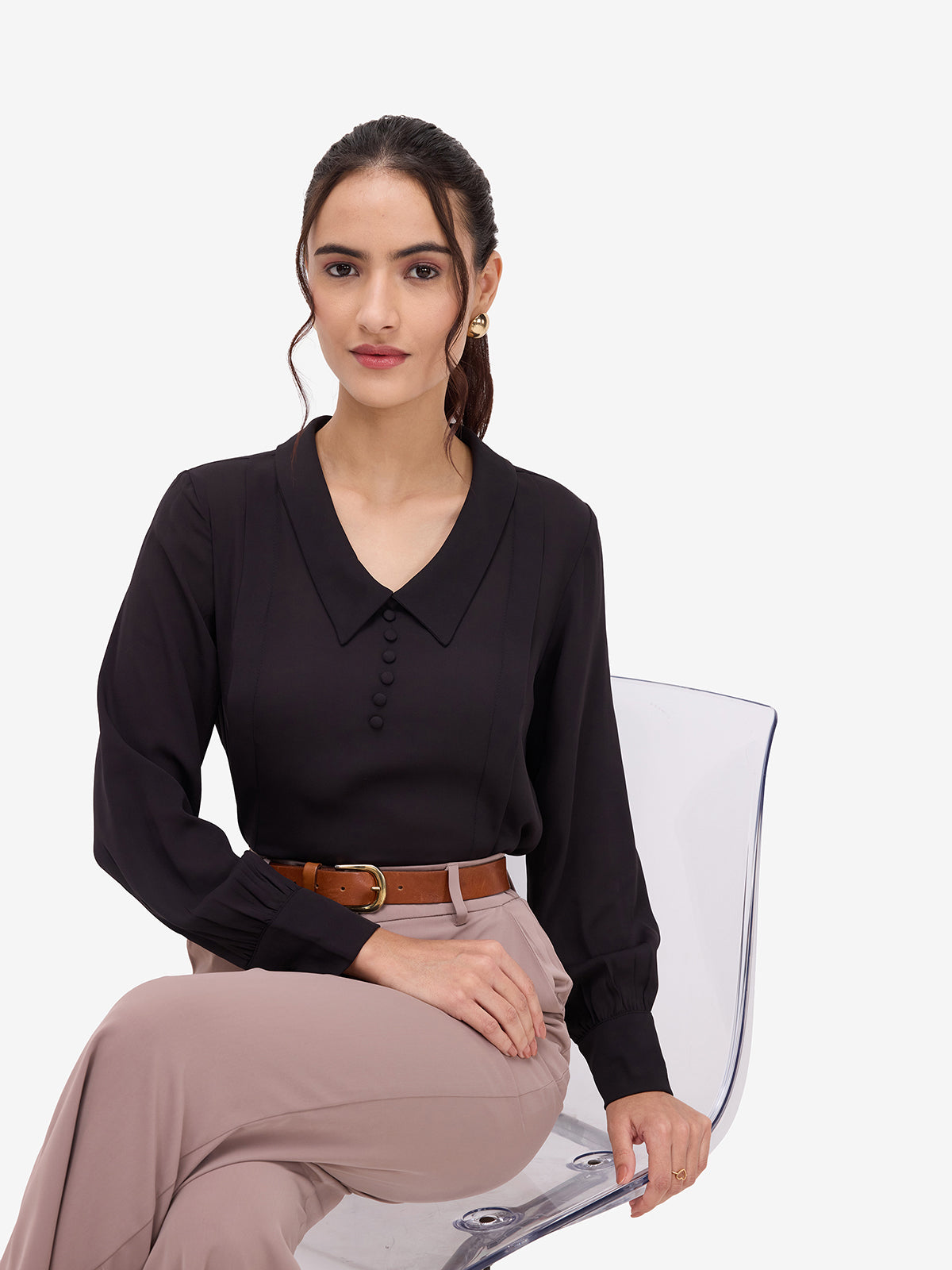 Black Pintuck Top