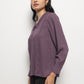 Gold Lavender Long Collar Pintuck Full Sleeves Top
