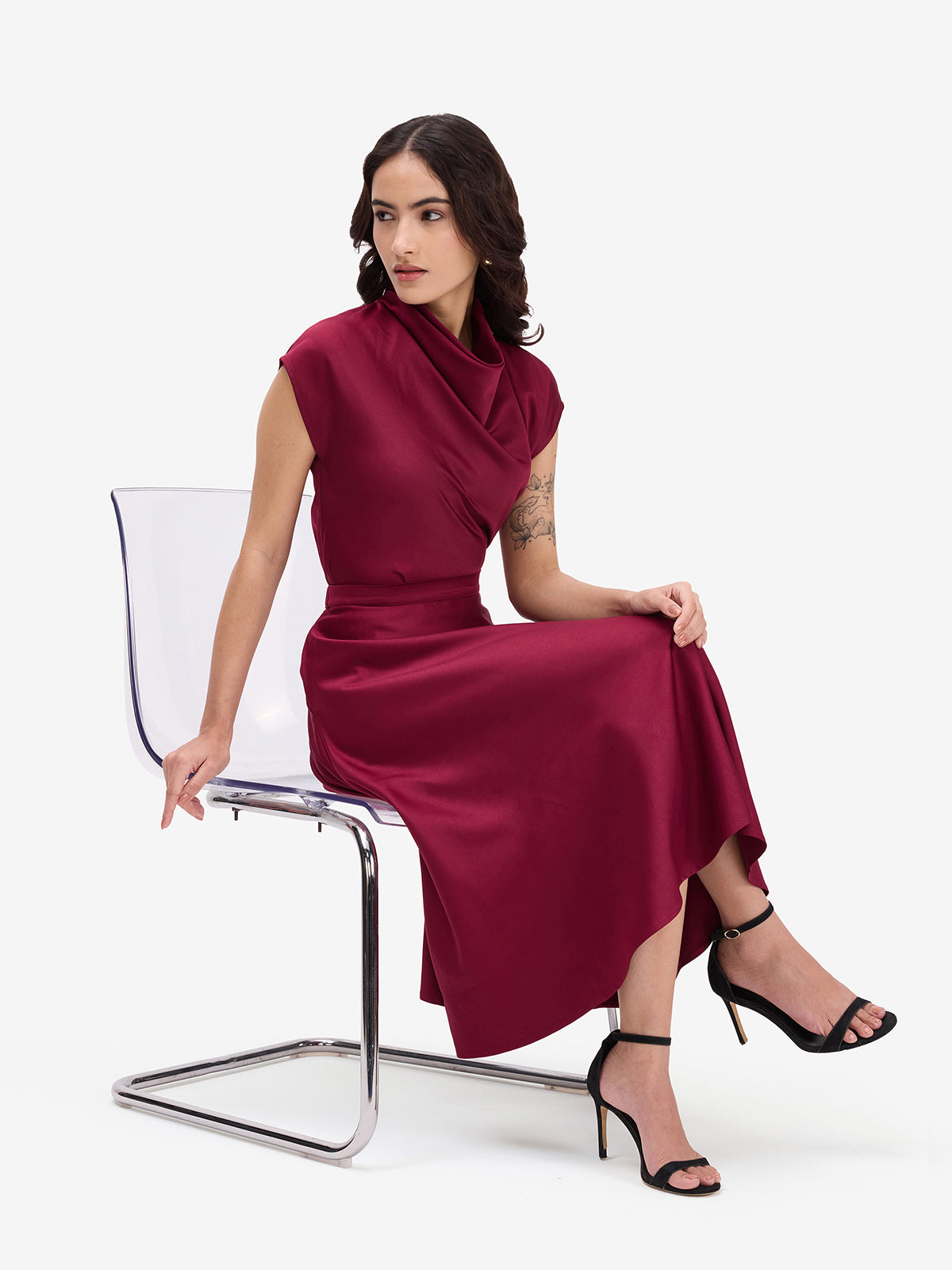 Maroon Luxe Satin Co-Ord
