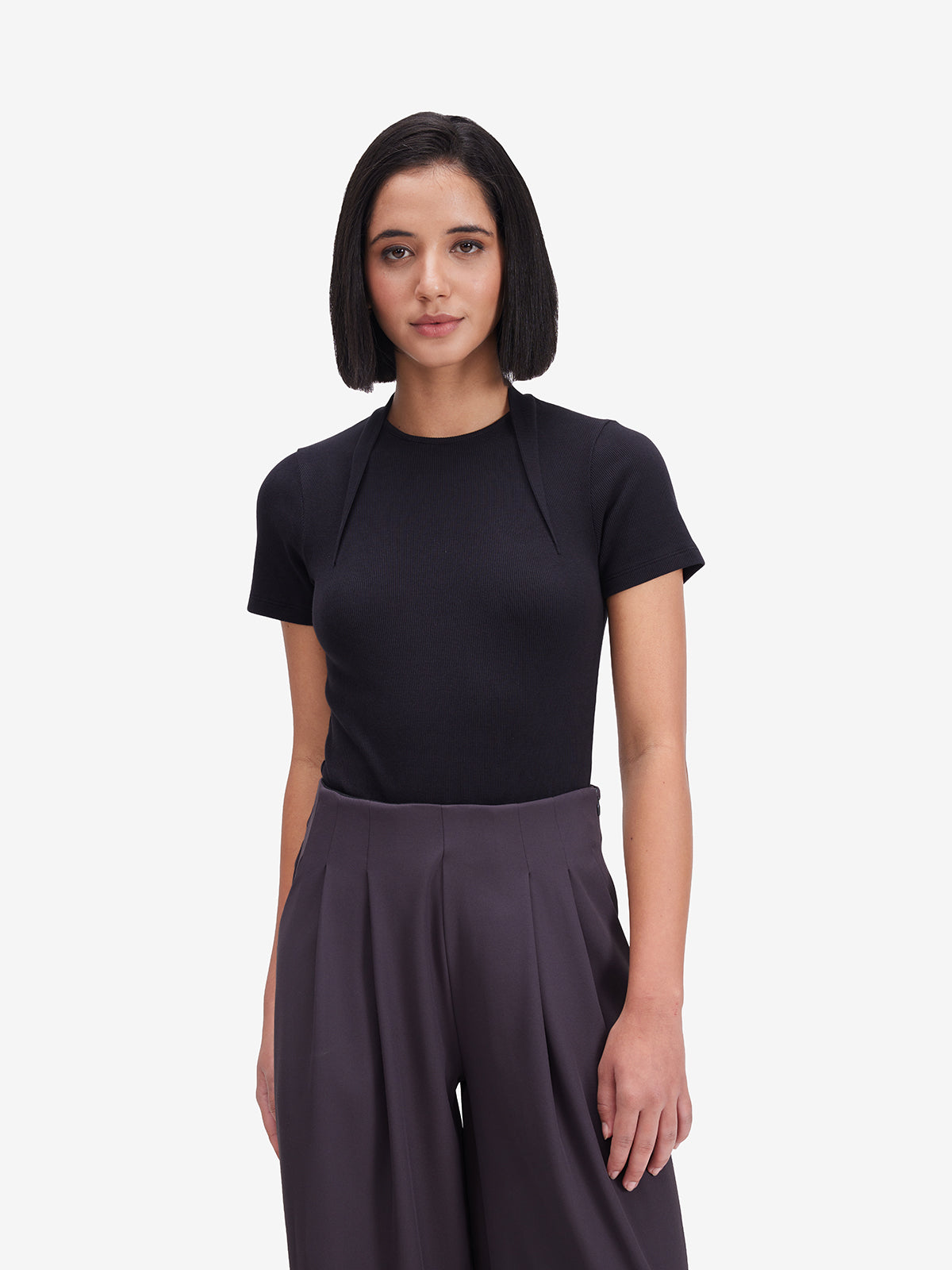 Black Body-Fitted Top
