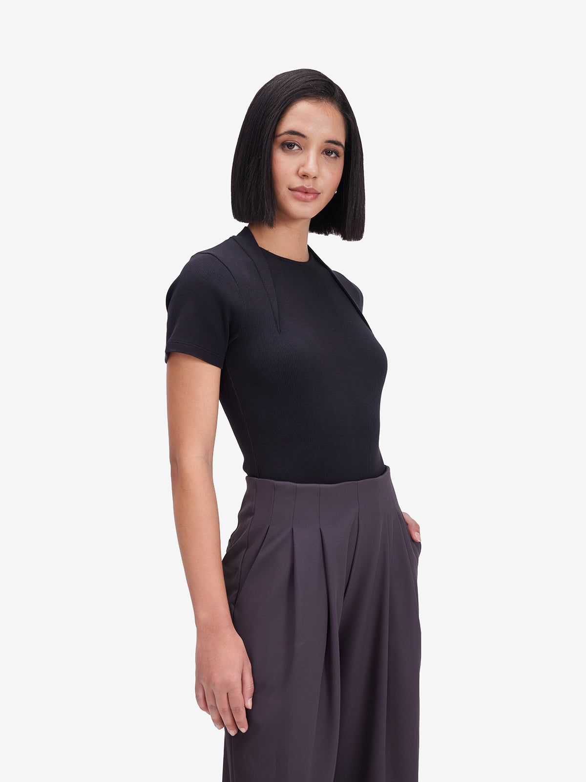 Black Body-Fitted Top
