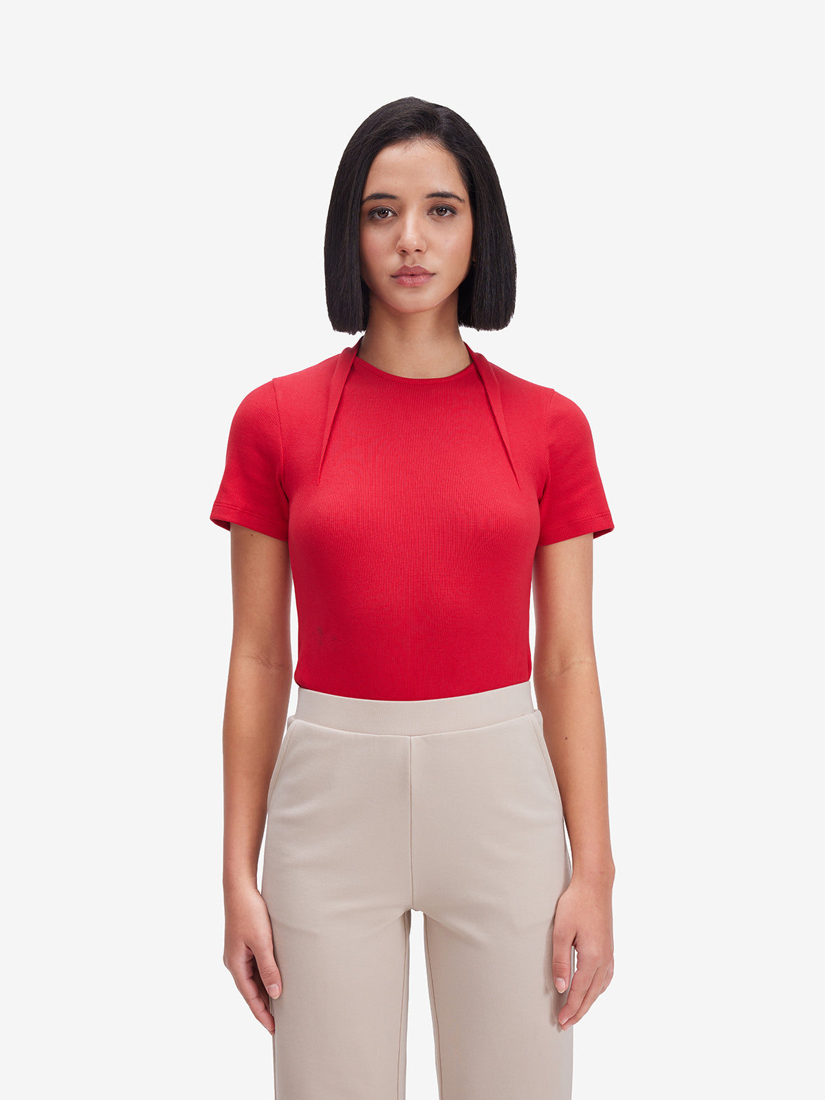 Red Body-Fitted Top
