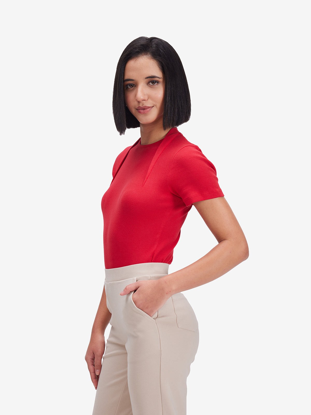 Red Body-Fitted Top