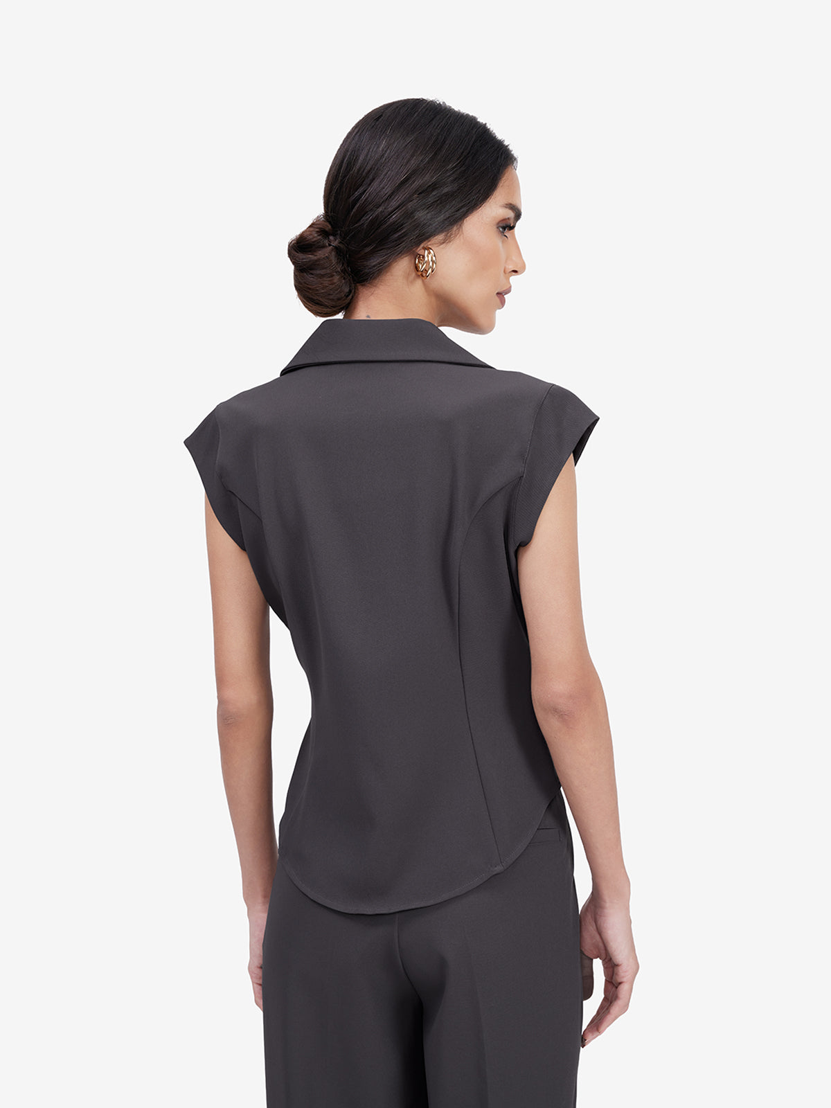 Dark Grey Blazer Top