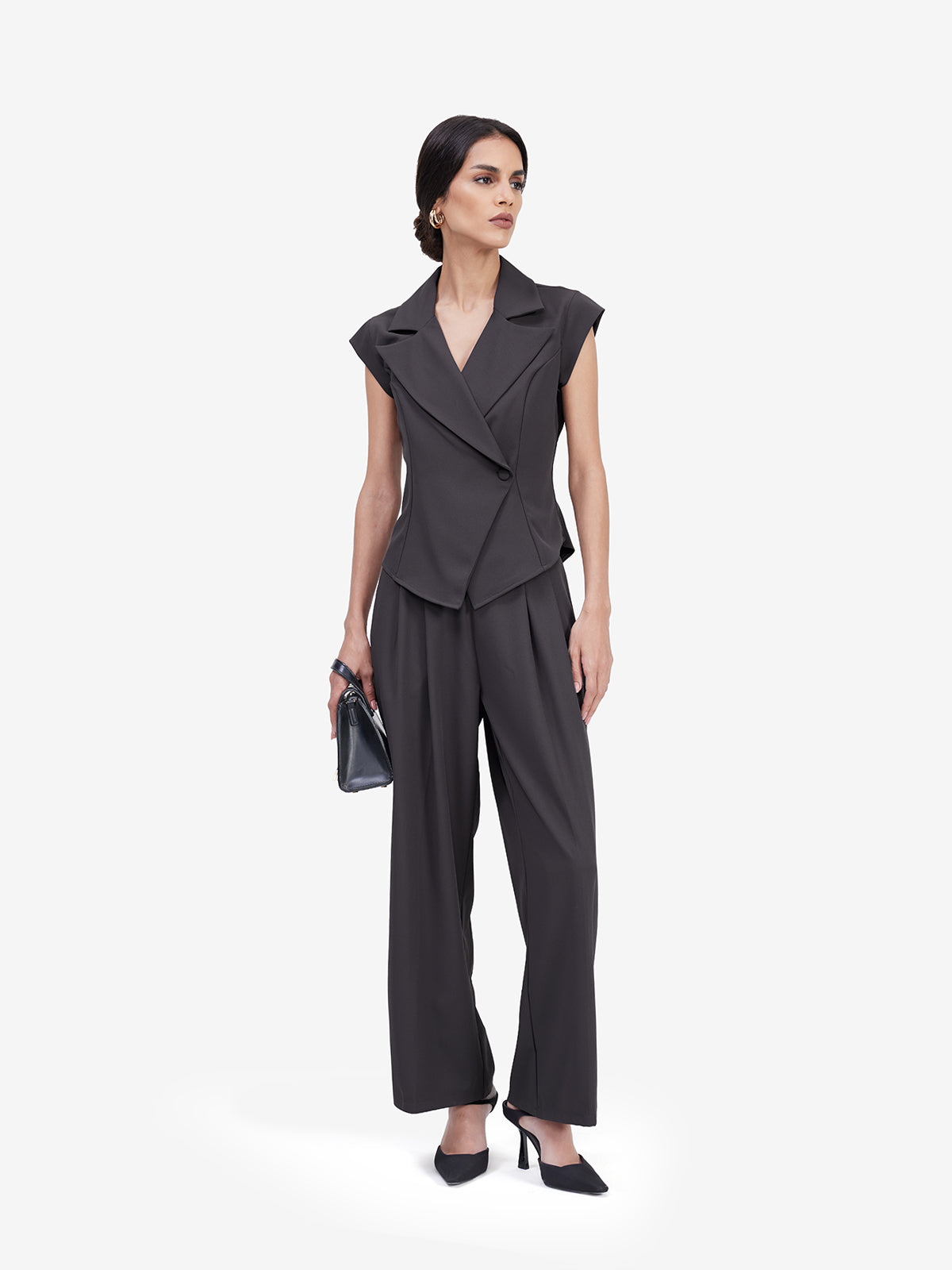 Dark Grey Blazer Top