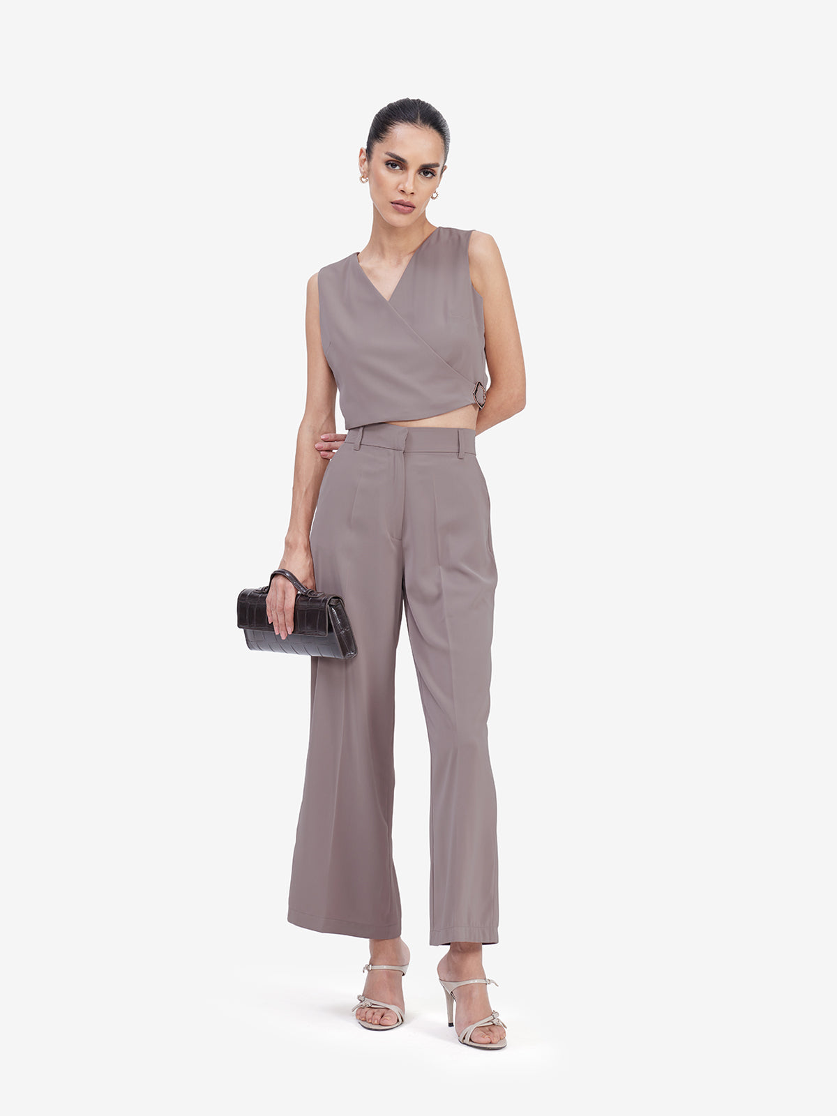 Light Brown Wrap Top